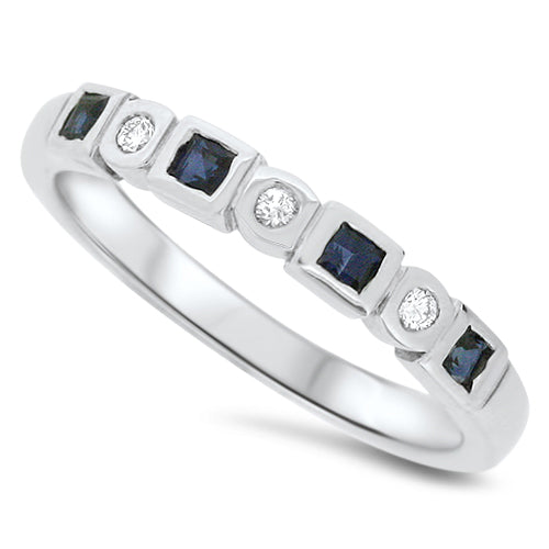 Sapphire and Diamond Stacker Ring